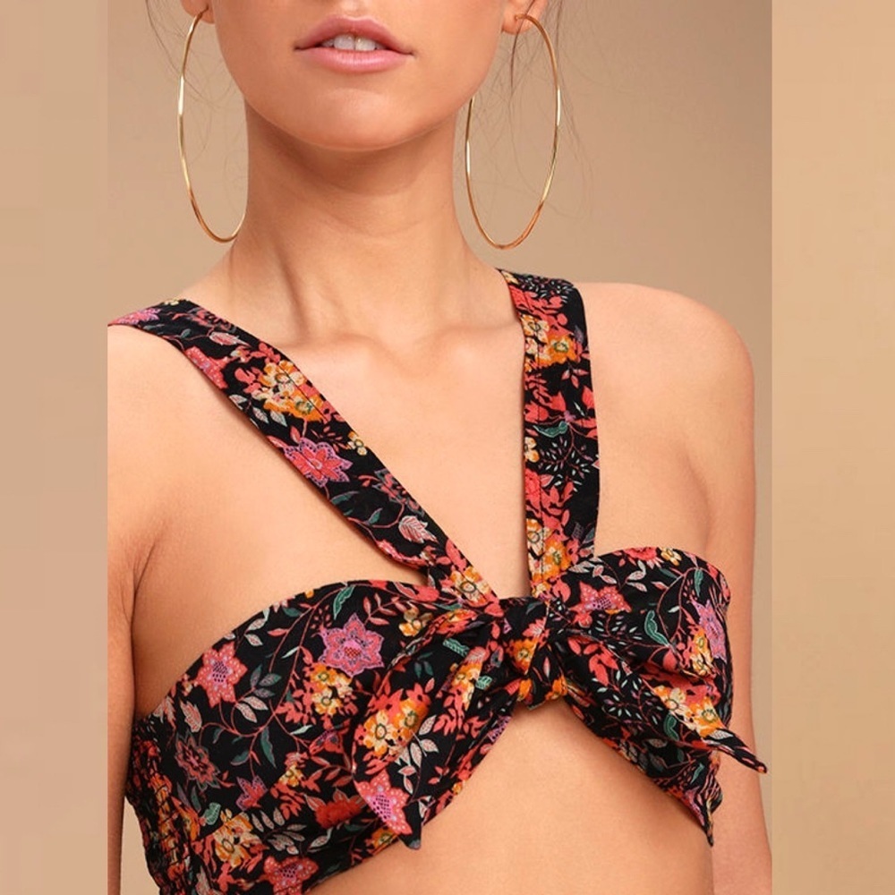 NWT Free People Floral Crop Tie Front Top Sz S - Picture 11 of 12